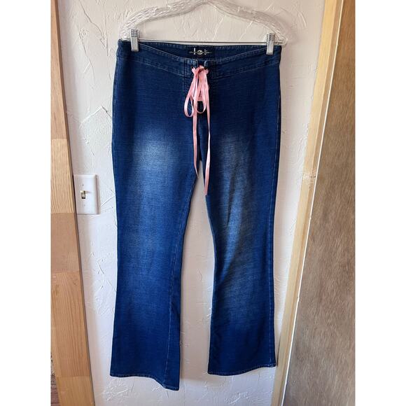 Y2K lei Pull On Flare Corset Jeans Sz 11 - Picture 1 of 5